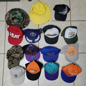Vintage Hat Cap Bundle Lot Harley Davidson Home Depot Military Camo Heat Broncos